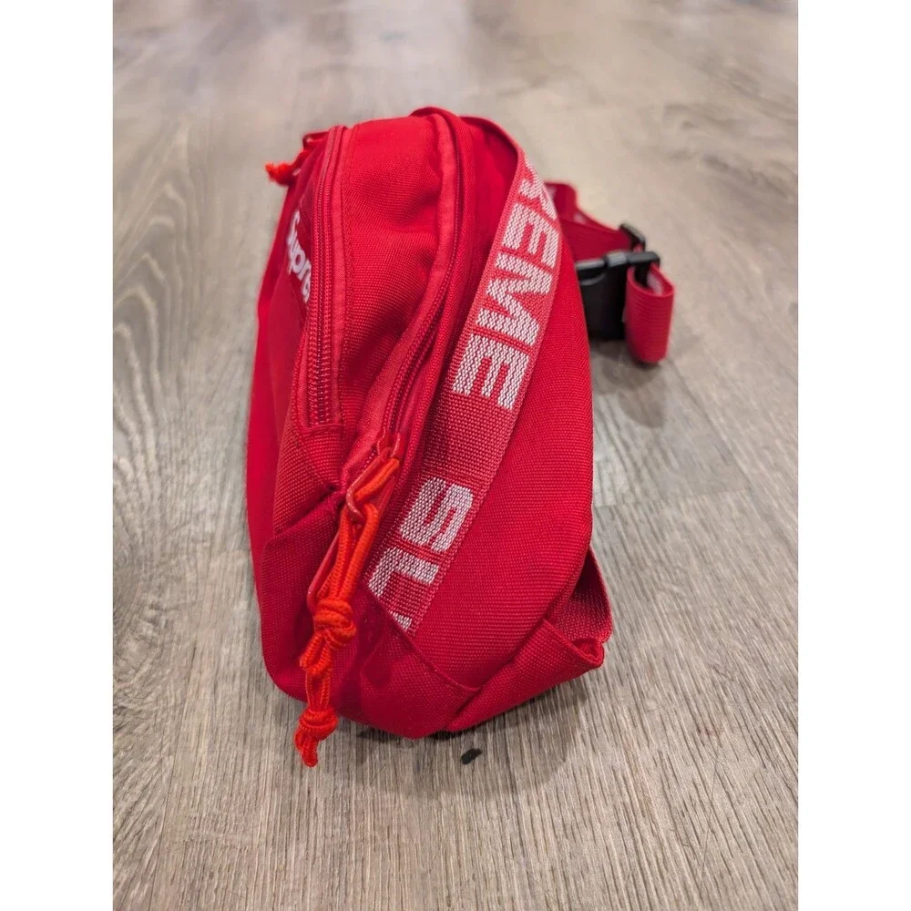 Supreme SS18 Waist Bag Red Cordura Repeat Logo Fanny Pack Bum Bag Authentic